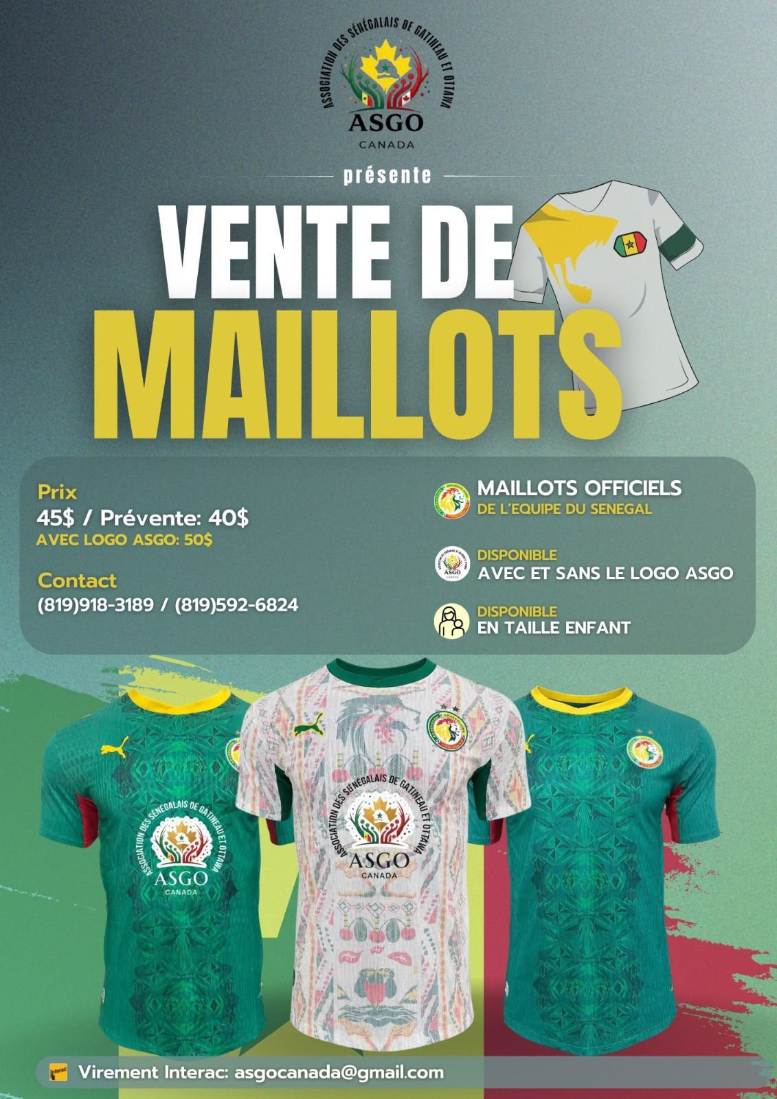 Contacts : 819 918 3189 -Momar 819 592 6824 -fatouma 📧 Email : asgocanada@gmail.com